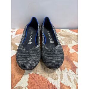 Rothy’s The Flat Grey Stripe Round Toe Slip-on Ballet Flats  Women's Size 7.5